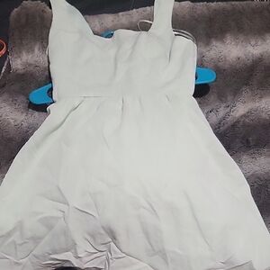 Blue Rain Green Cream Sundress Square Neck Mini